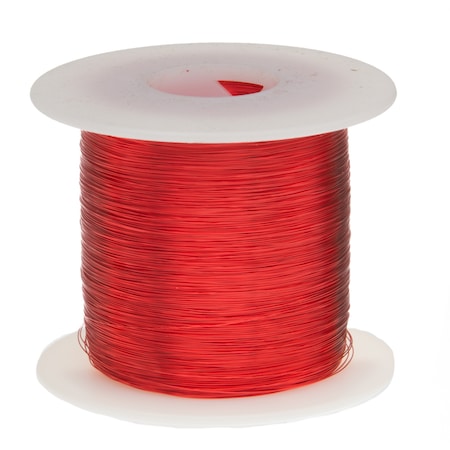 Magnet Wire, Heavy Build Enameled Copper Wire, 32 AWG, 1.0 Lbs, 4885' Length, 0.0094 Diameter,Red